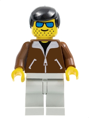 Jacket Brown - Light Gray Legs, Black Male Hair, Blue Sunglasses