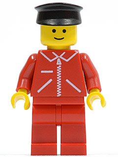 Jacket Red with Zipper - Red Arms - Red Legs, Black Hat
