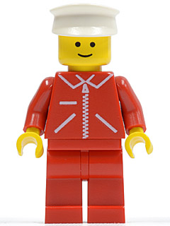 Jacket Red with Zipper - Red Arms - Red Legs, White Hat