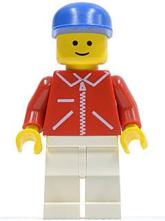 Jacket Red with Zipper - Red Arms - White Legs, Blue Cap