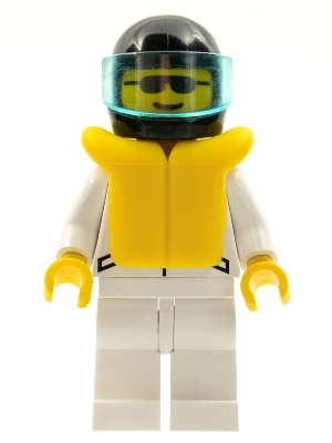 Jacket 2 Stars White - White Legs, Black Helmet, Trans-Light Blue Visor, Life Jacket
