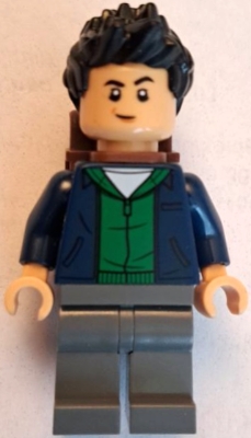 Kenji Kon - Dark Blue Jacket over Green Hoodie, Reddish Brown Backpack