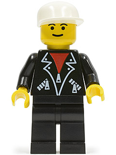 Leather Jacket with Zippers - Black Legs, White Cap