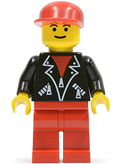 Leather Jacket with Zippers - Red Legs, Red Cap, Eyebrows