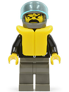 Leather Jacket with Zippers - Dark Gray Legs and Helmet, Life Jacket