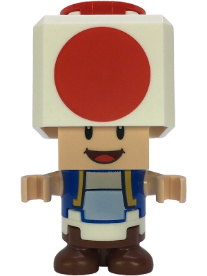 Toad - Happy, Open Mouth, Black Hinge Top Plate, Light Bluish Gray Hinge Brick and Tan 2 x 2 Plate