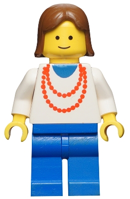 Necklace Red - Blue Legs, Brown Female Hair