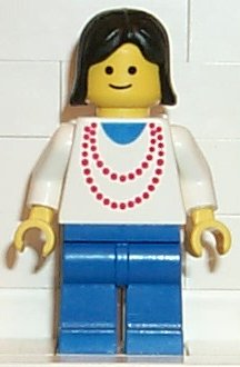 Necklace Red - Blue Legs, Black Female Hair