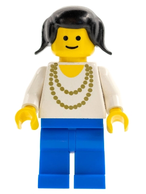Necklace Gold - Blue Legs, Black Pigtails Hair