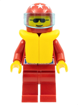 Octan - Racing, Red Legs, Red Helmet 7 White Stars, Trans-Light Blue Visor, Life Jacket