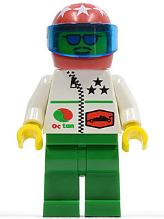 Octan - Stars, Green Legs, Red Helmet 7 White Stars, Trans-Dark Blue Visor