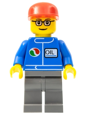 Octan - Blue Oil, Dark Bluish Gray Legs, Red Cap, Glasses