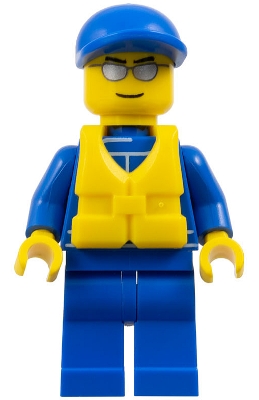 Octan - Blue Oil, Blue Legs, Life Jacket with Center Buckle, Blue Short Bill Cap
