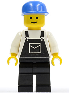 Overalls Black with Pocket, Black Legs, Blue Cap