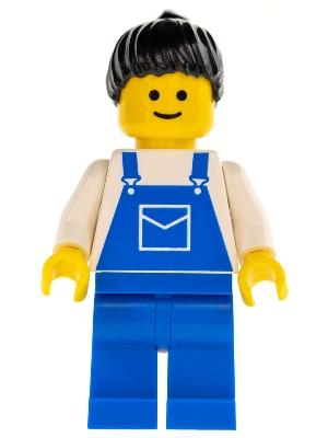 Overalls Blue with Pocket, Blue Legs, Black Ponytail Hair