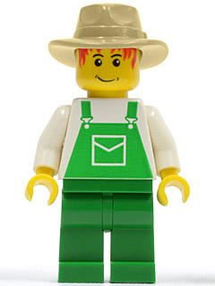 Overalls Green with Pocket, Green Legs, Tan Fedora