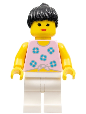 Blue Flowers - White Legs, Black Ponytail Hair