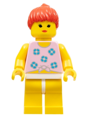 Blue Flowers - Yellow Legs, Red Ponytail Hair