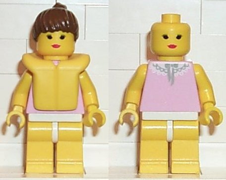 Gray and White Collar - Yellow Legs, Brown Ponytail Hair, Life Jacket