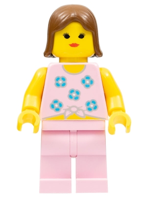 Blue Flowers - Pink Legs, Brown Female Hair