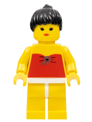 Red Halter Top - Yellow Legs, Black Ponytail Hair, Closed Mouth