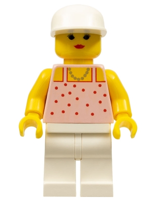 Red Dots on Pink Shirt - White Legs, White Cap