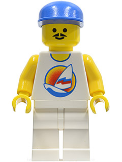 Surfboard on Ocean - White Legs, Blue Cap (Undetermined Torso)