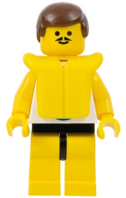Surfboard on Ocean - Yellow Legs, Brown Male Hair, Life Jacket