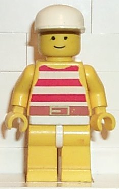 Red / White Stripes Shirt, Yellow Legs, White Cap