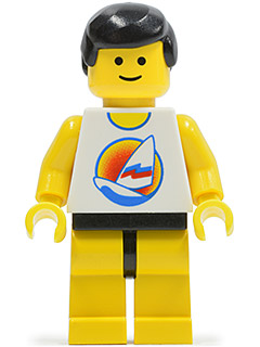 Surfboard on Ocean - Yellow Legs, Black Male Hair
