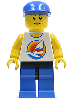 Surfboard on Ocean, Blue Legs, Black Hips, Blue Cap