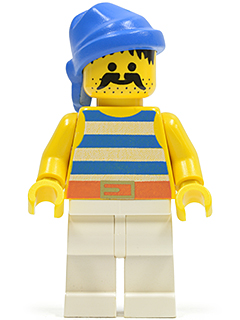 Pirate Blue / White Stripes Shirt, White Legs, Blue Bandana