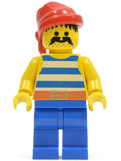 Pirate Blue / White Stripes Shirt, Blue Legs, Red Bandana, Belt with Gold Buckle
