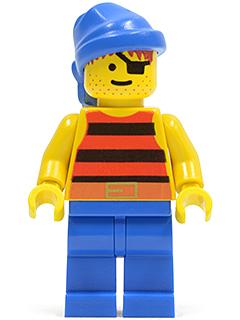 Pirate Red / Black Stripes Shirt, Blue Legs, Blue Bandana