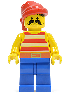 Pirate Red / White Stripes Shirt, Blue Legs, Red Bandana