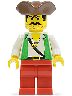 Pirate Green Vest, Red Legs, Brown Pirate Triangle Hat