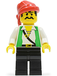 Pirate Green Vest, Black Legs, Red Bandana