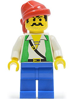 Pirate Green Vest, Blue Legs, Red Bandana