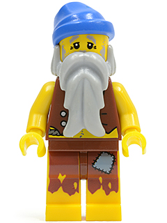 Pirate Vest and Anchor Tattoo, Gray Beard, Blue Bandana (Castaway)