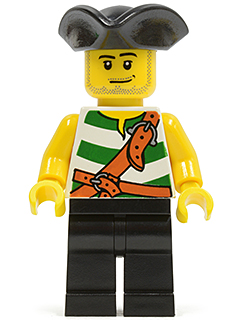 Pirate Green / White Stripes, Black Legs, Tricorne Hat