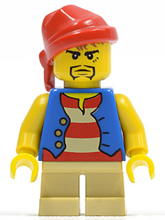 Pirate - Blue Vest, Tan Short Legs, Red Bandana, Black Goatee