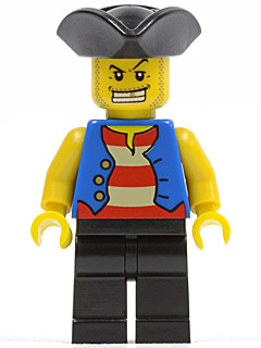 Pirate Blue Vest, Black Legs, Tricorne Hat