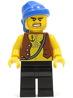 Pirate Vest and Anchor Tattoo, Black Legs, Blue Bandana