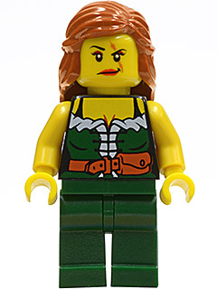 Pirate Female, Dark Green Legs, Scar over Left Eye