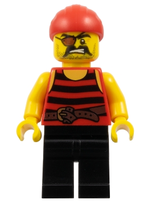 Pirate 1 - Black and Red Stripes, Black Legs, Eye Patch