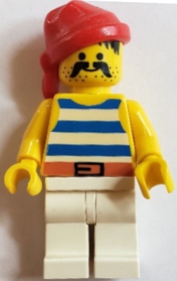 Pirate Blue / White Stripes Shirt, White Legs, Red Bandana, Belt with Black Buckle