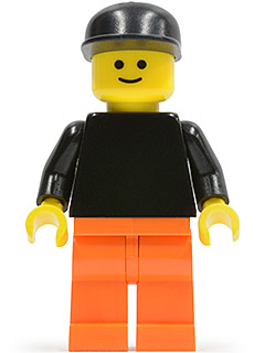 Plain Black Torso with Black Arms, Orange Legs, Black Cap