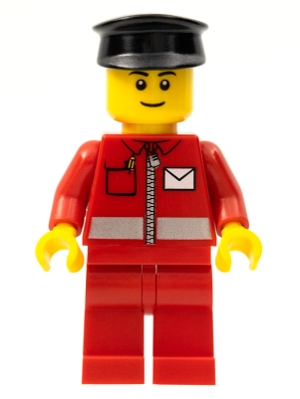Post Office White Envelope and Stripe, Red Legs, Black Hat, Black Eyebrows
