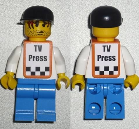F1 - Cameraman - Red Hair, Orange Vest with Stickers
