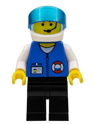 Coast Guard City Center - White Collar & Arms, Black Legs, White Helmet, Trans-Dark Blue Visor, Microphone